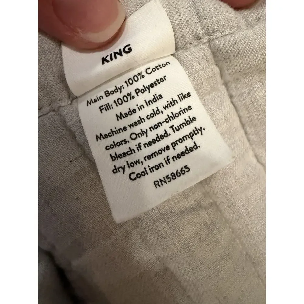Nordstrom 100% Organic Cotton Twill Quilt Grey Sz King NEW